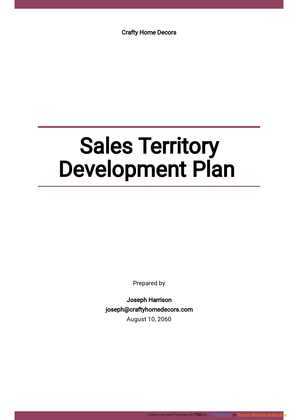 Territory Sales Plan Template Google Docs Word Apple Pages