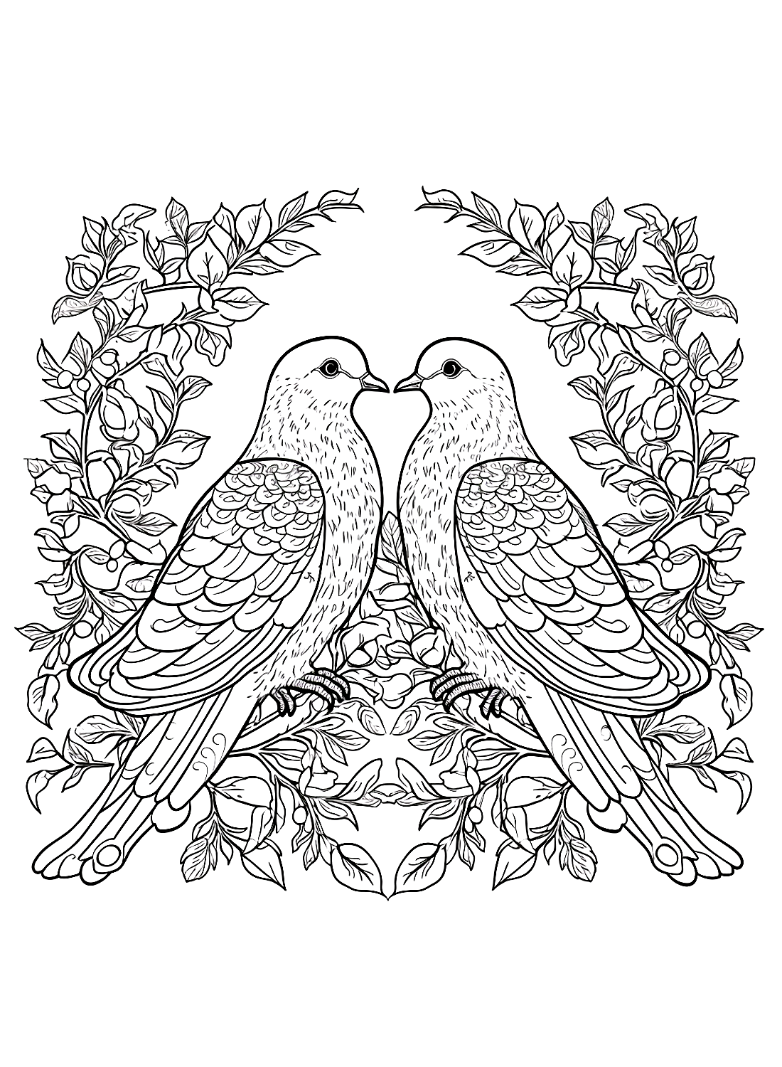 The Printable Doves Coloring Page Free Printable Coloring Pages