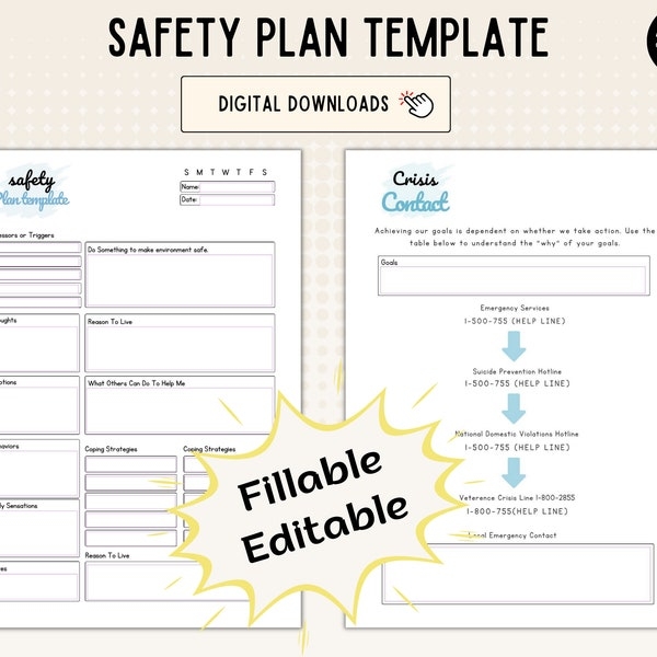 Therapist Safety Plan Template Etsy