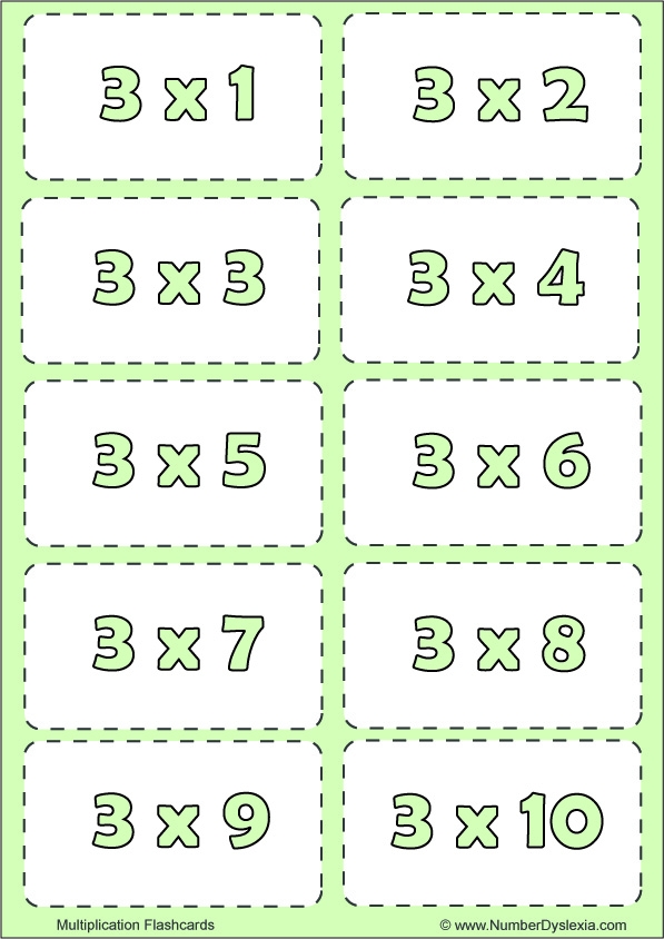 Times Tables Flash Cards Printable Free Infoupdate