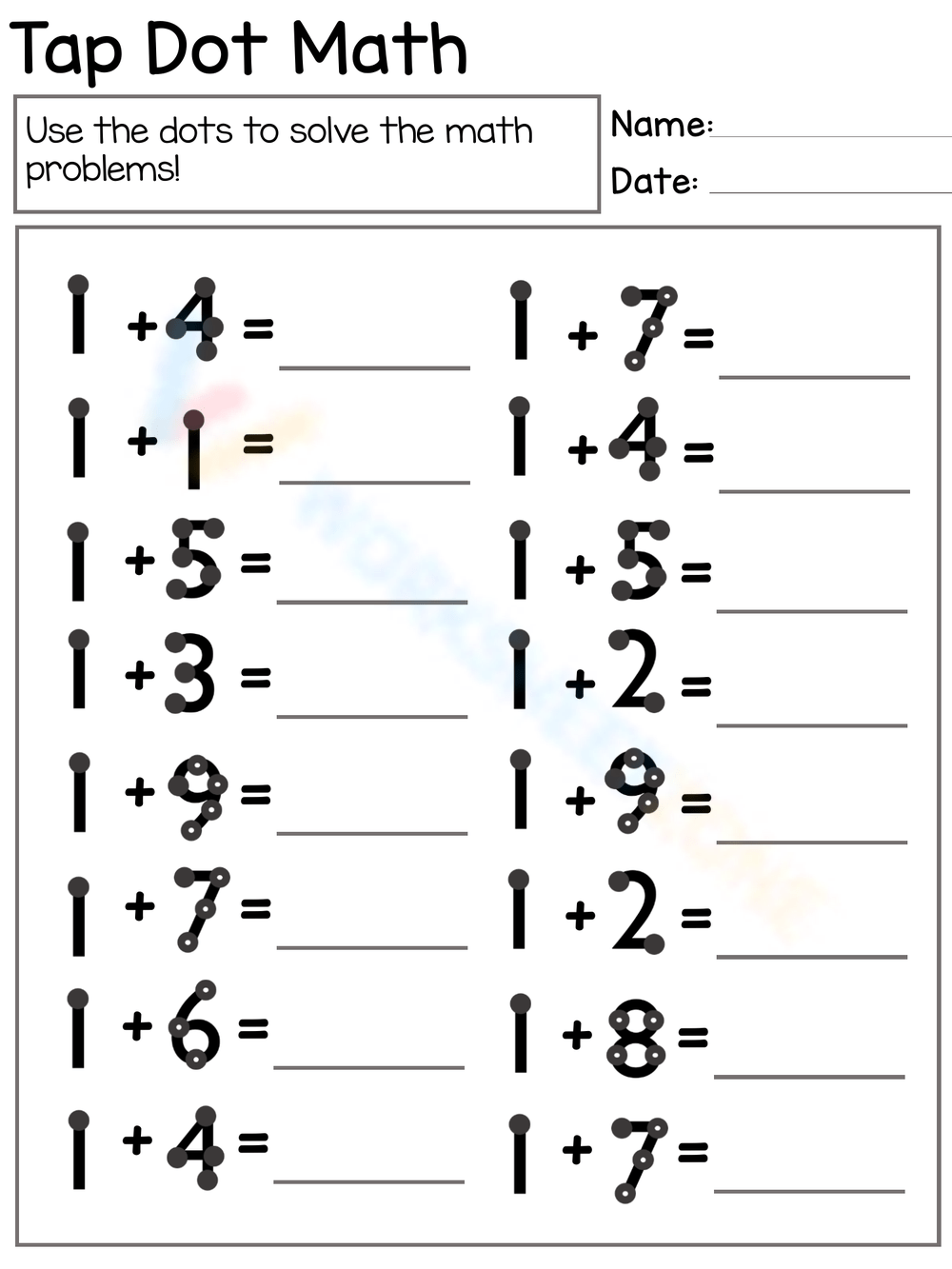 Touch Math Worksheet PDF PDF Worksheets Library