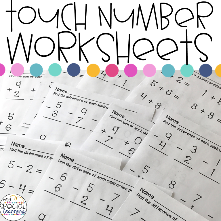 Touch Number Addition And Subtraction Worksheets My Special Learners 