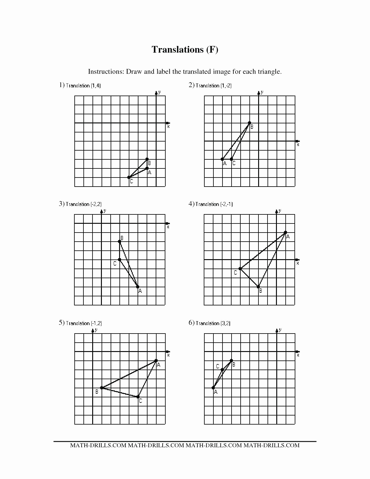 translations math worksheets