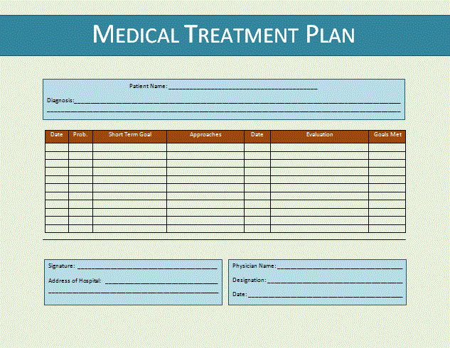 template for treatment plan