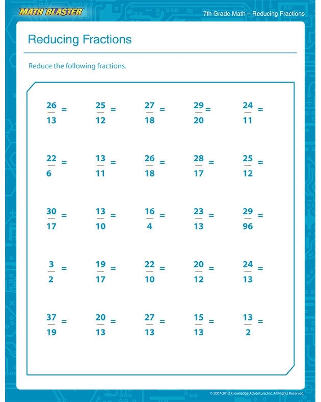 Two A Min Free 7th Grade Math Printable PDF Worksheet Math Blaster 