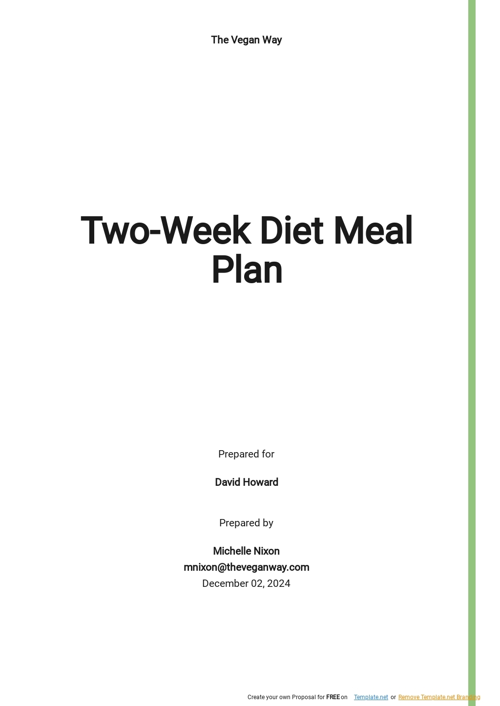 two week meal plan template