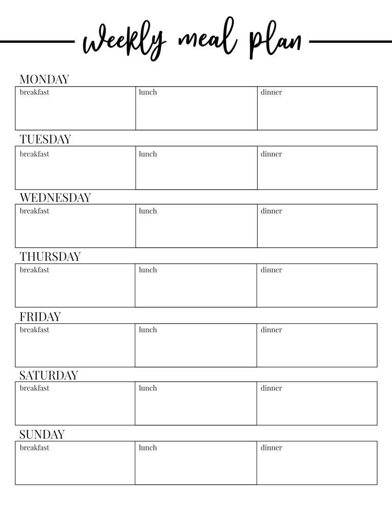 Two Week Meal Plan Template Free Printable Weekly Meal Plan Template
