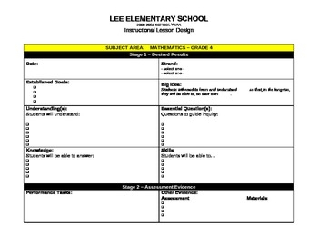 understanding by design lesson plan template