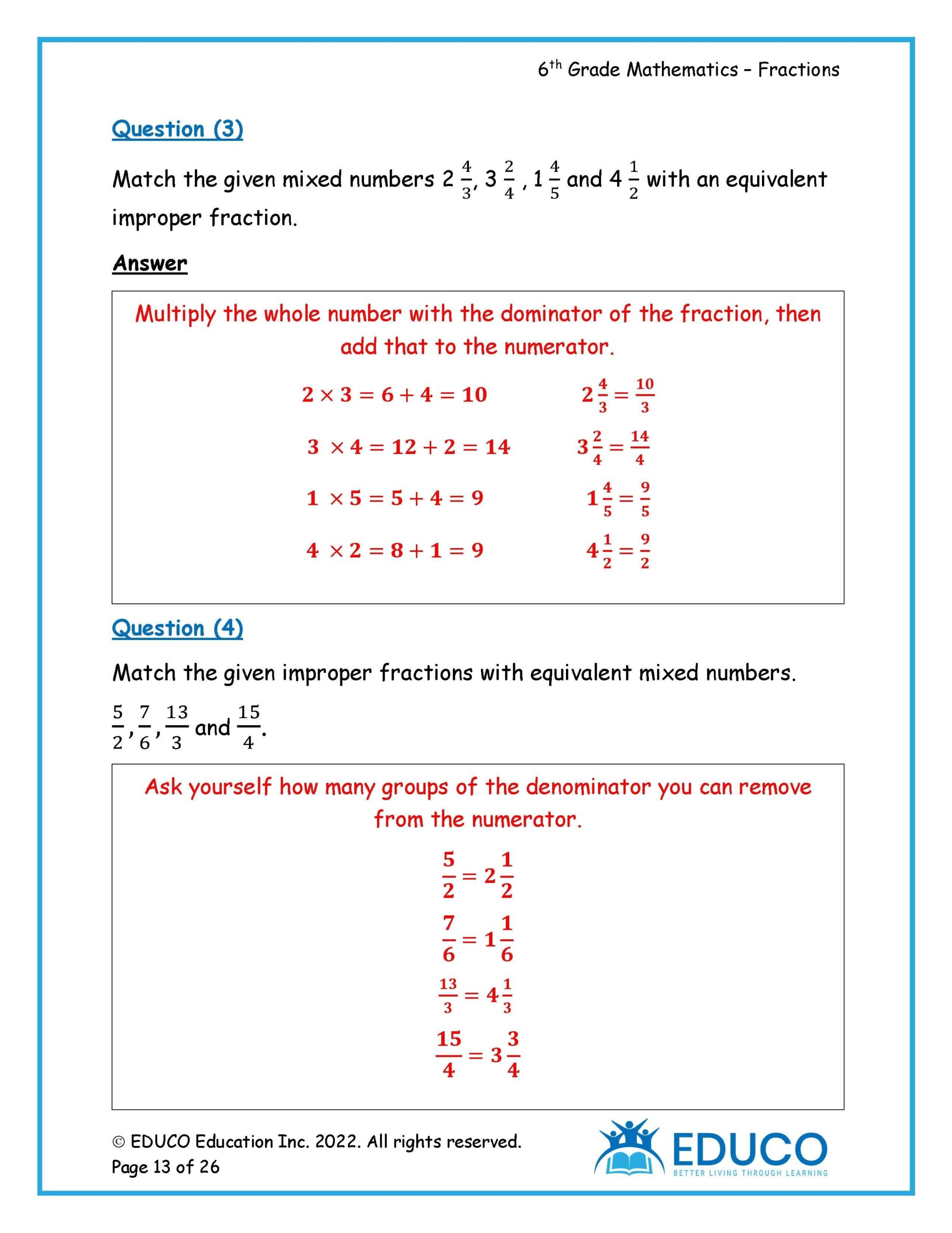 Unit 7 Fractions Grade 6 Math Digital Download EDUCO Education 