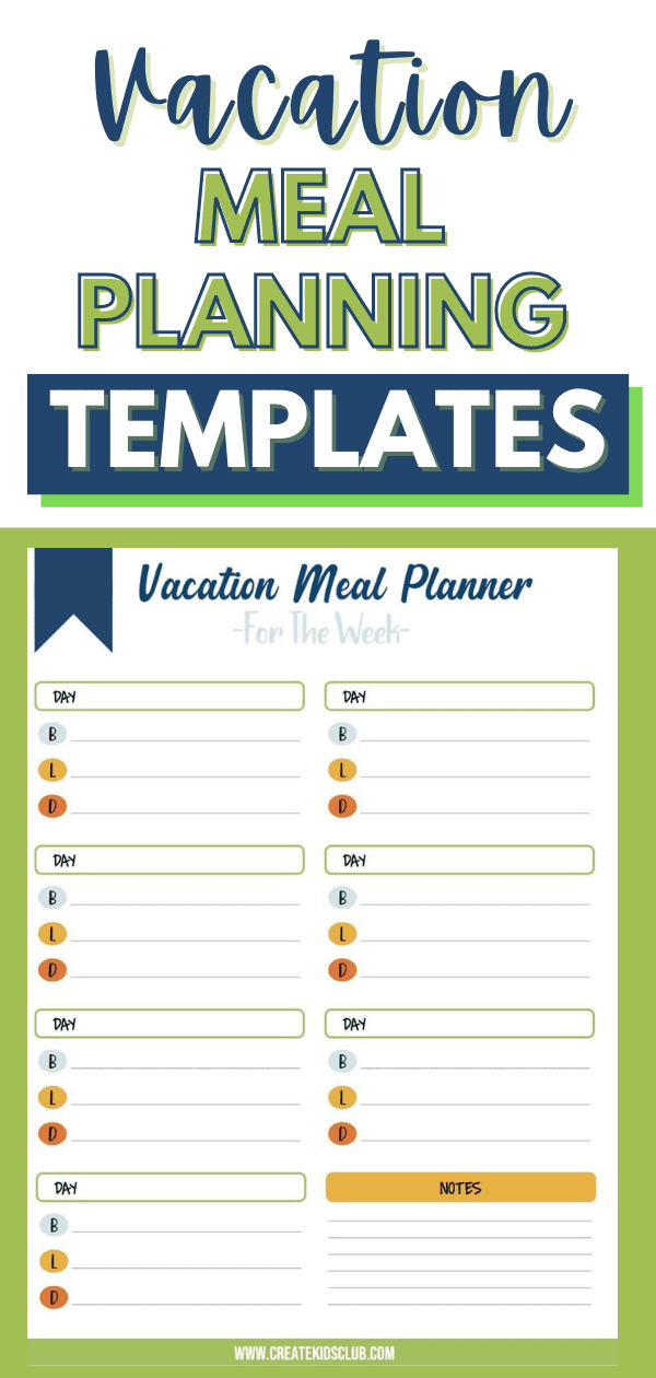 vacation meal planning template