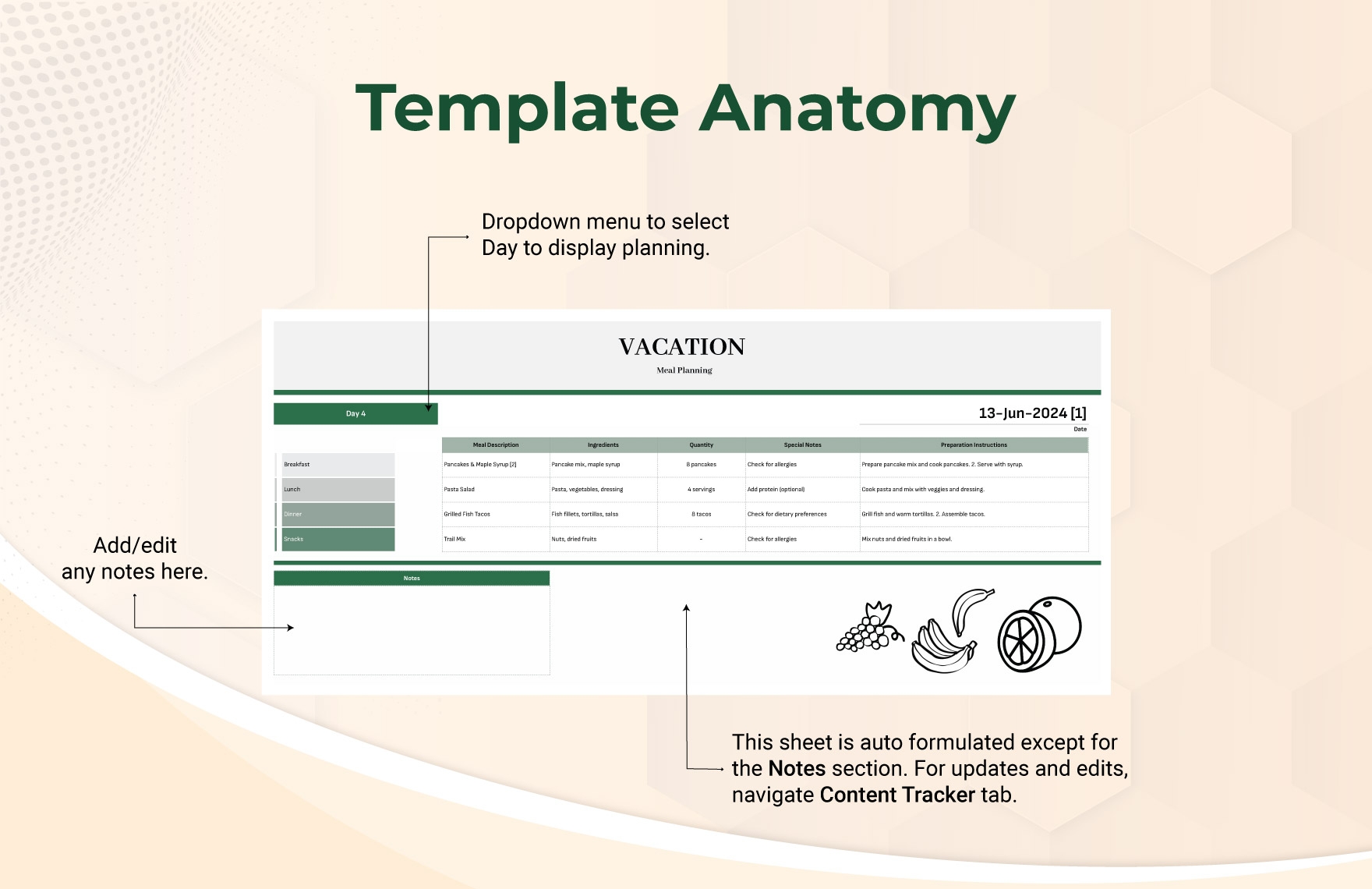 Vacation Meal Planning Template Template