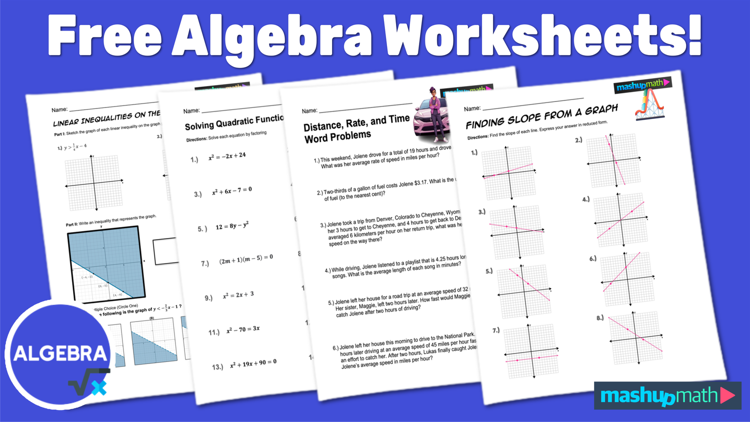 algebra math worksheet