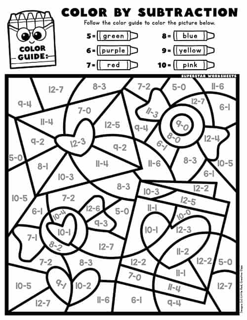 Valentines Day Color By Number Superstar Worksheets Worksheets Library