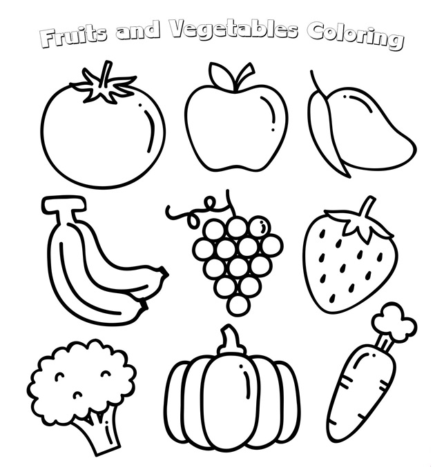 Vegetables And Fruits Coloring Pages Coloring Book 