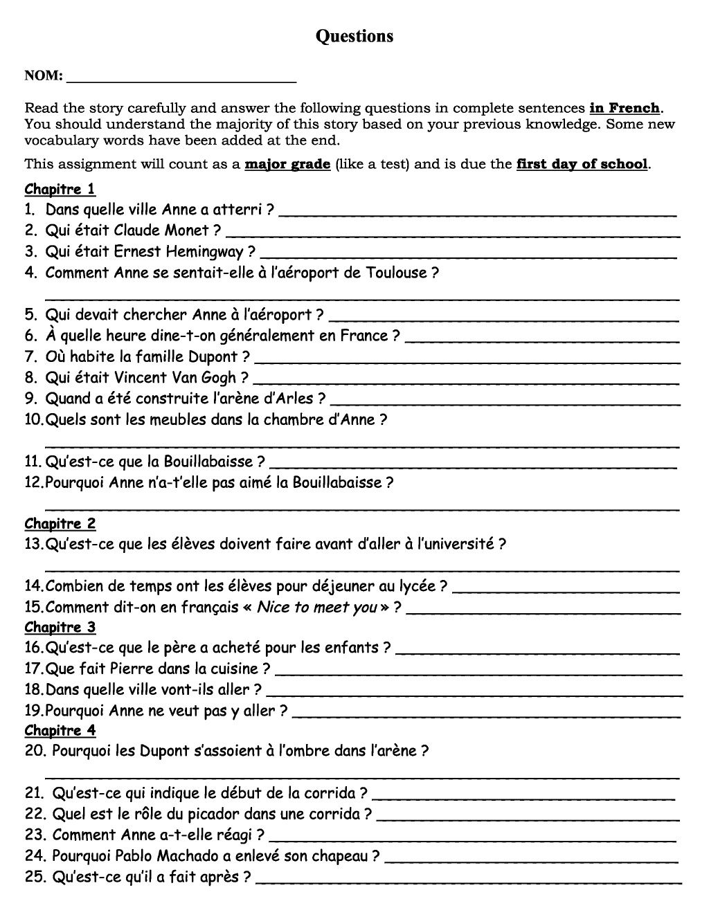 vive la france math worksheet answer key