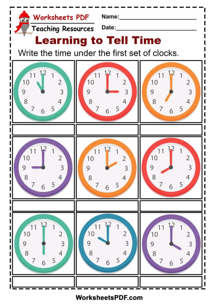 Vocabulary Set 2 Kindergarten Telling Time 2nd Grade Math Worksheets
