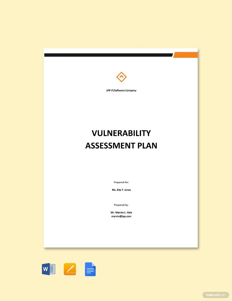 Vulnerability Assessment Plan Template In Word Pages Google Docs 