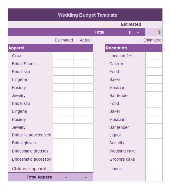 Wedding Planning Budget Template Feetgi