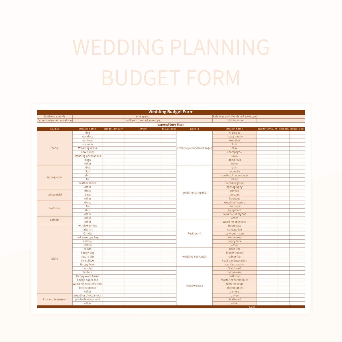 Wedding Planning Excel Template