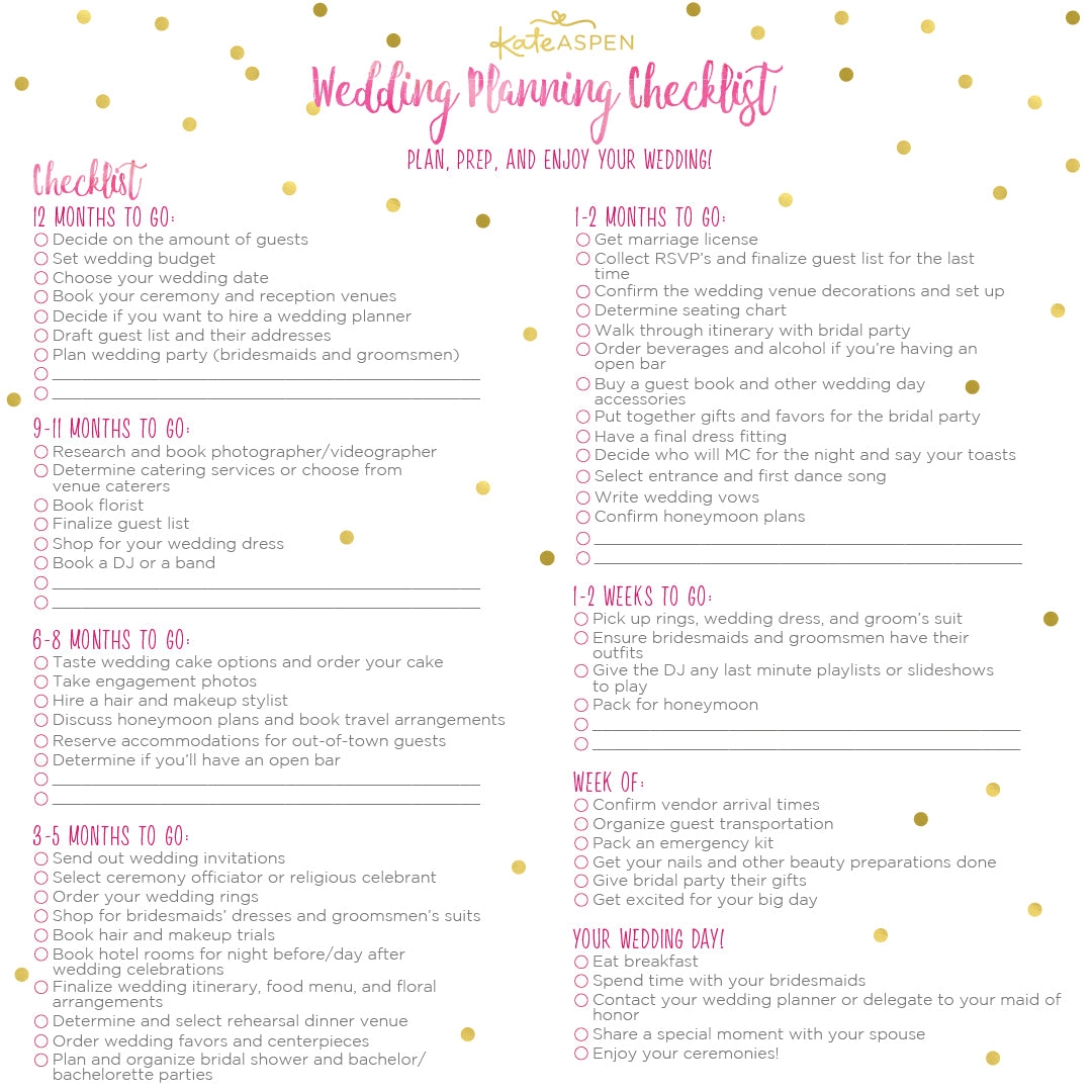 Wedding Planning List Template
