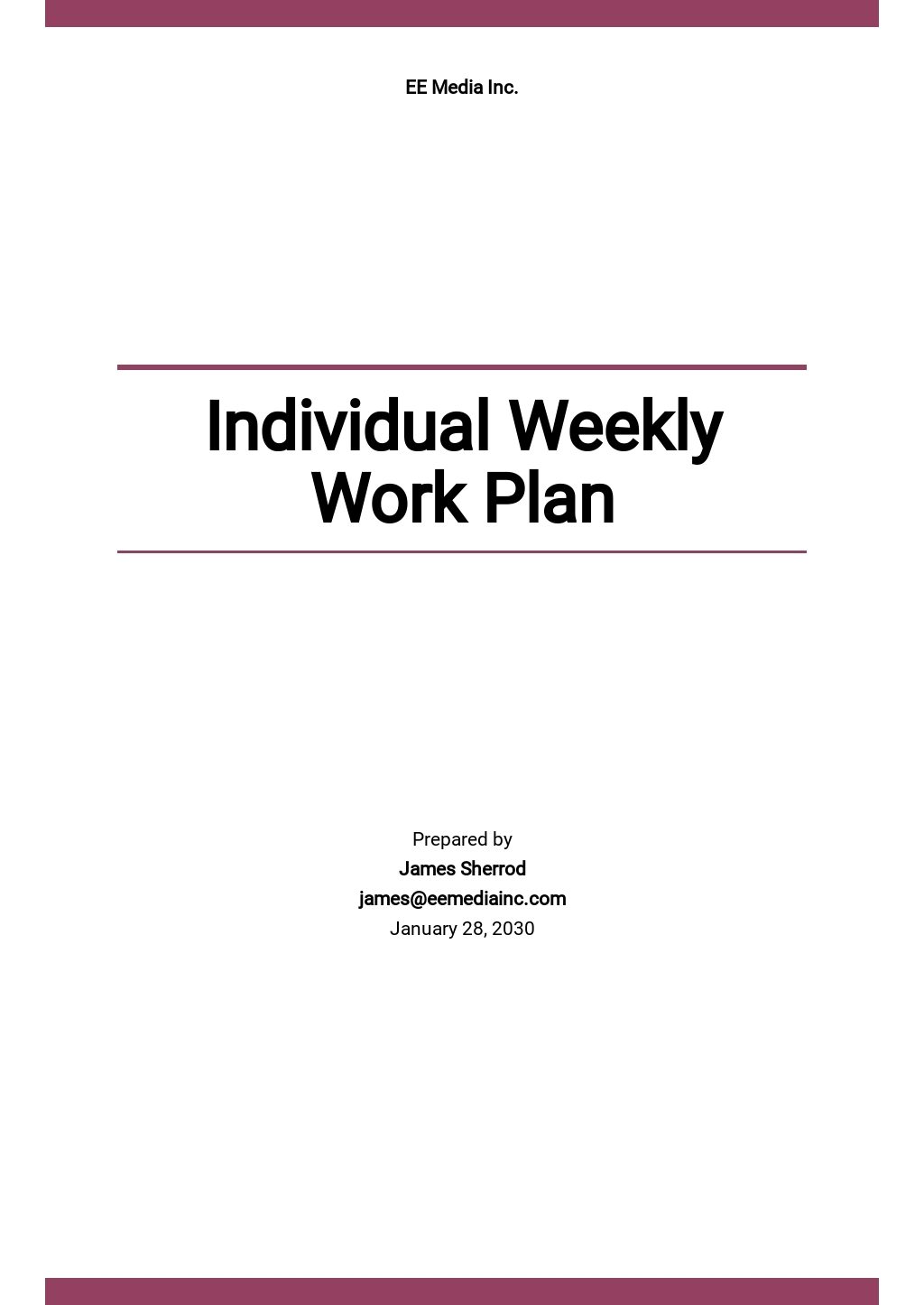 Weekly Administrative Work Plan Template Google Docs Word Apple 