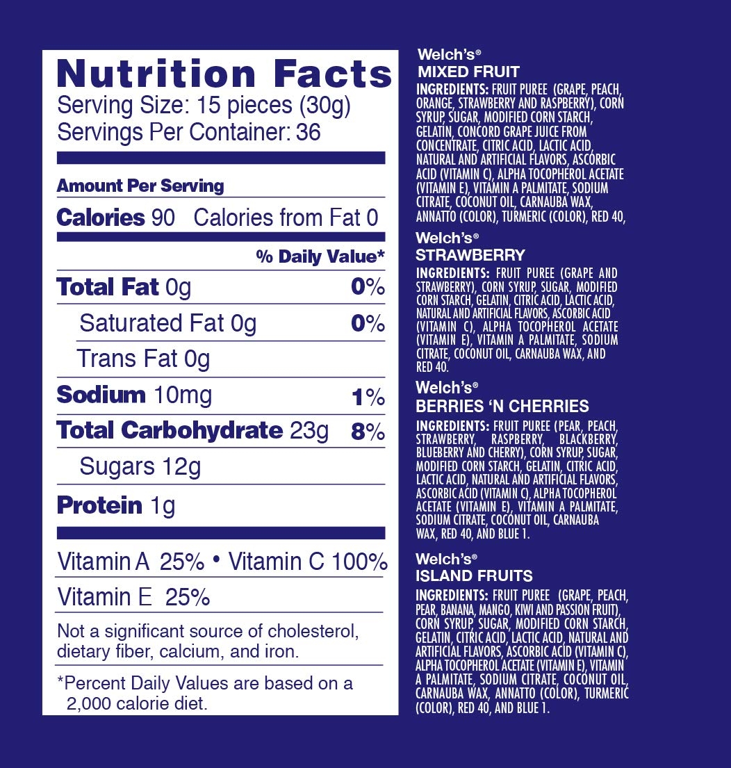 Welch S Fruit Snacks Nutrition Facts Bios Pics