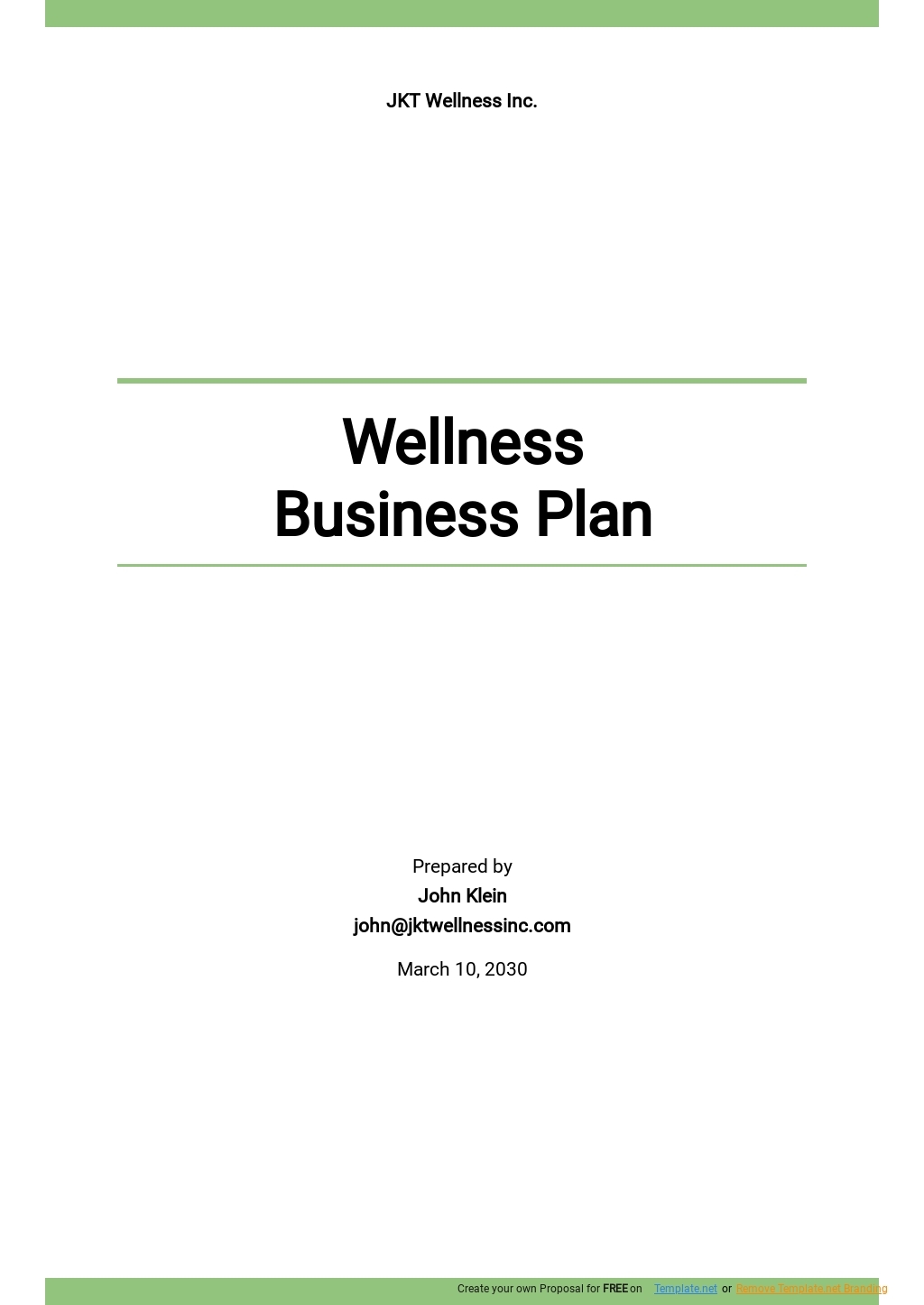 Wellness Plan Templates Documents Design Free Download Template