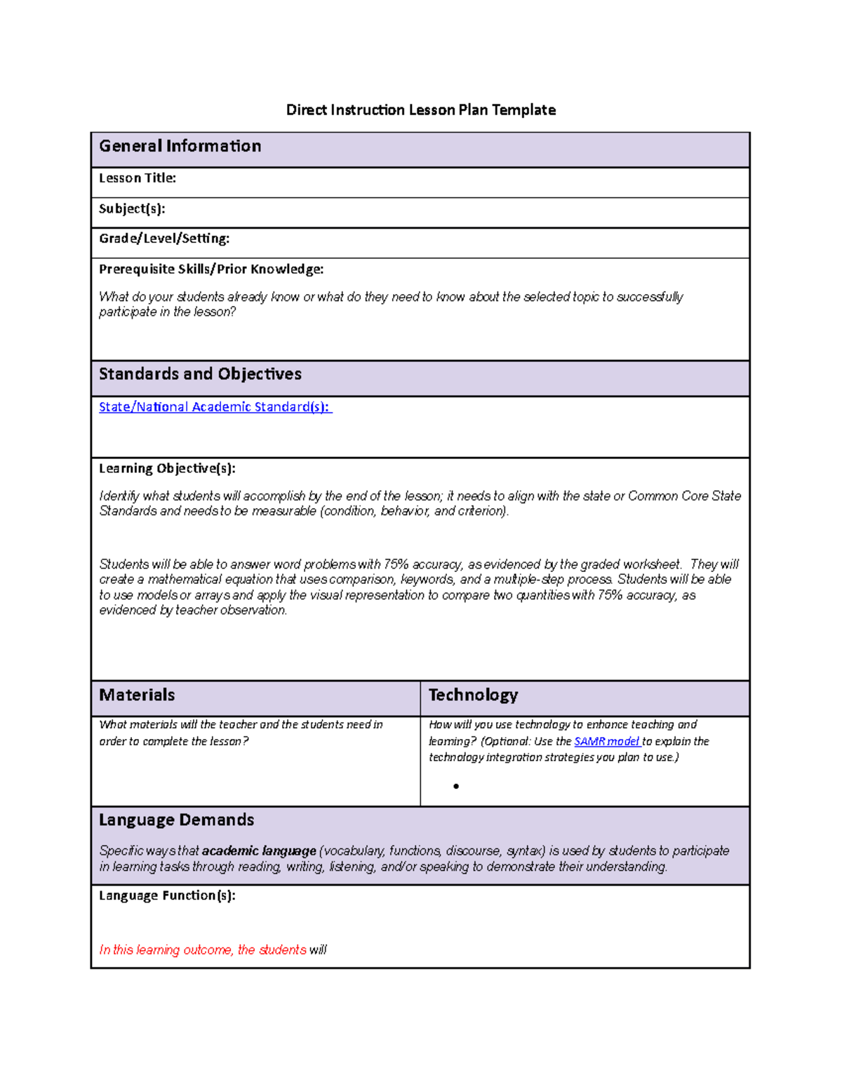Wgu Lesson Plan Template
