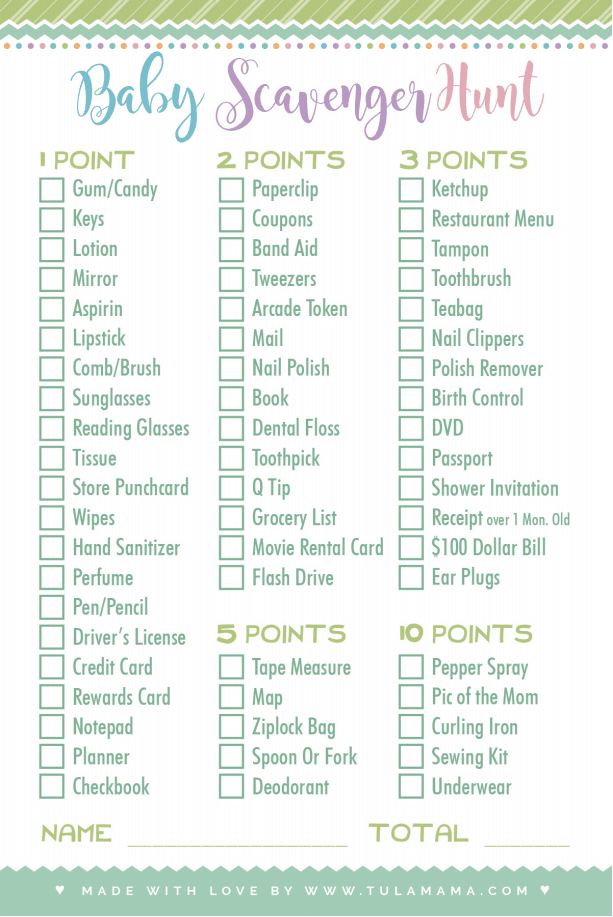free printable baby shower games what's in your purse