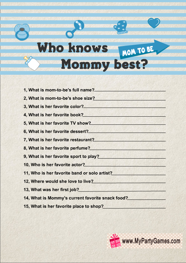 free printable baby shower games who knows mommy best