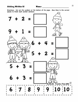 Winter Math Kindergarten Worksheets Math Worksheets Kindergarten NO PREP