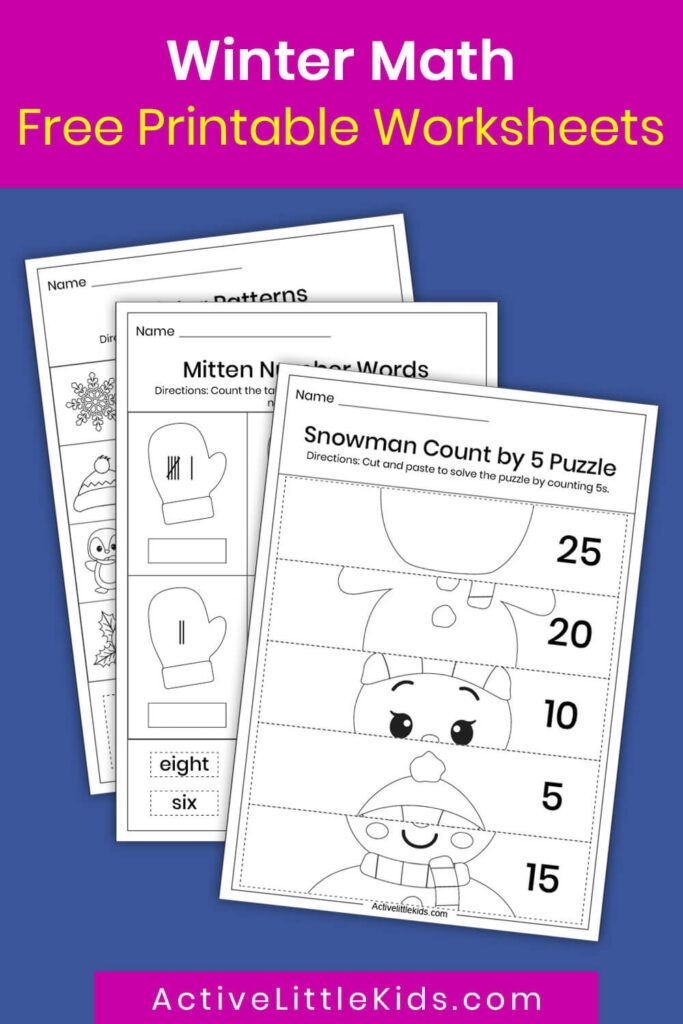 winter math kindergarten worksheets