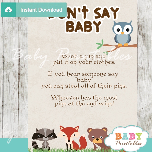 Woodland Baby Shower Games Bundle D137