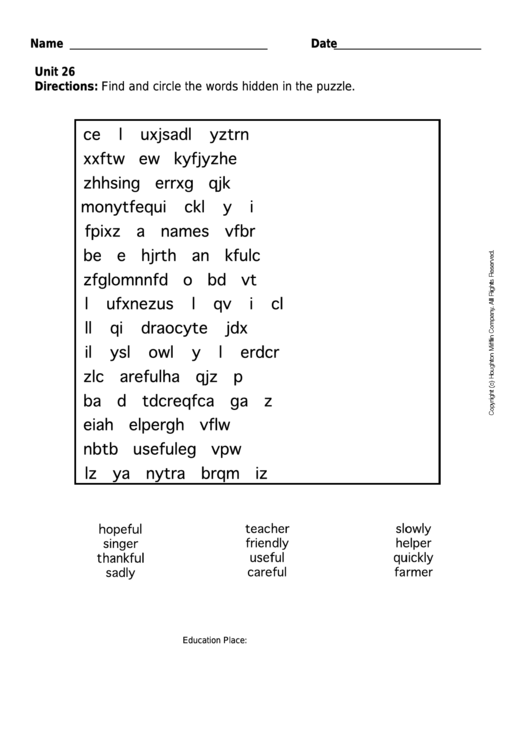 Word Search Crossword Template Printable Pdf Download
