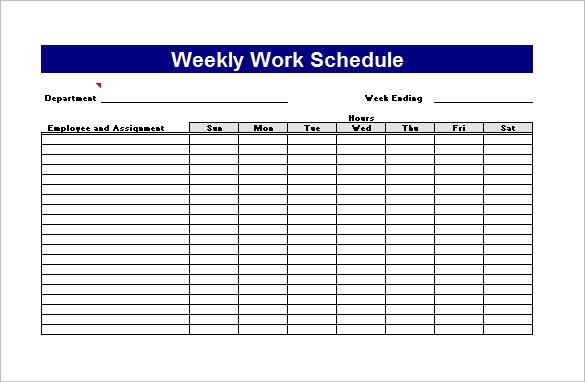 weekly work plan template