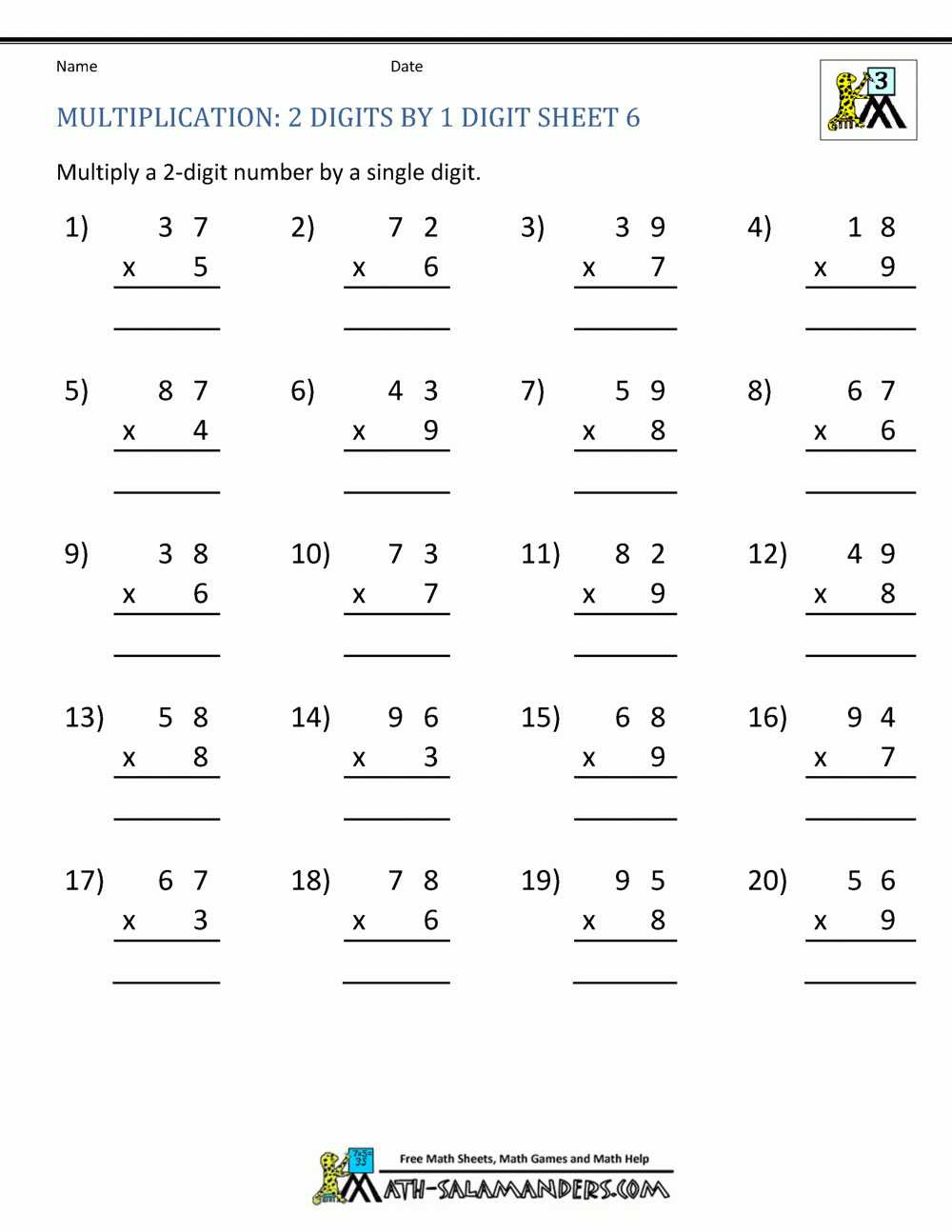 maths multiplication worksheet