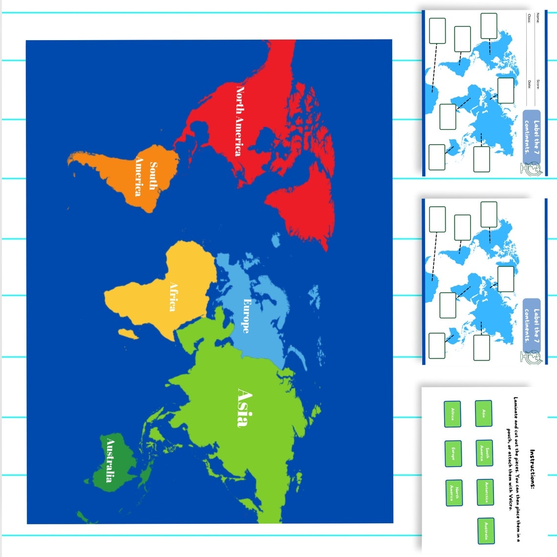World Map Printable Activities Classroom Or Home Preschool Etsy