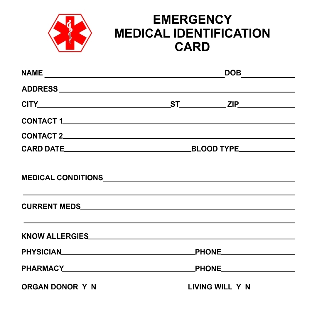 free printable medical card template