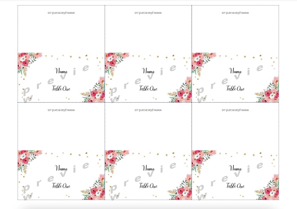 10 Free Printable Place Card Templates 6 Per Sheet Instant Download