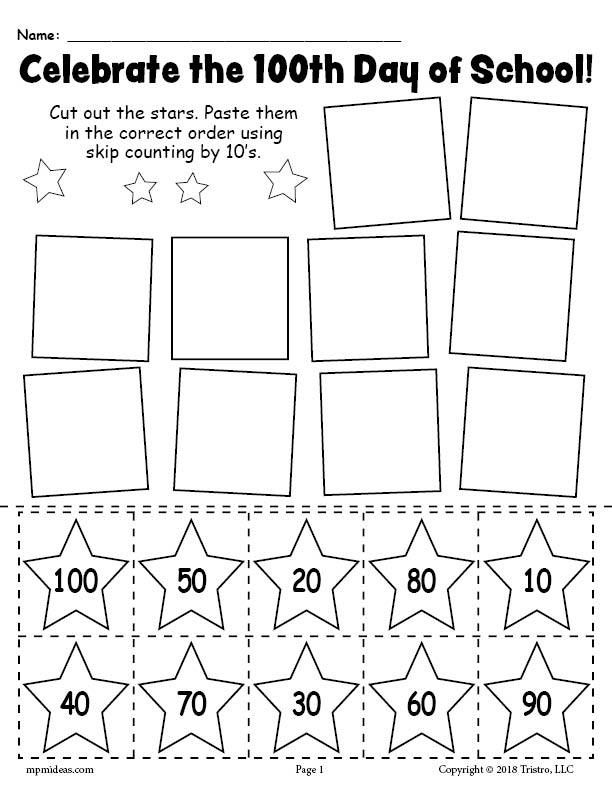 free printable 100 days of school activities for kindergarten