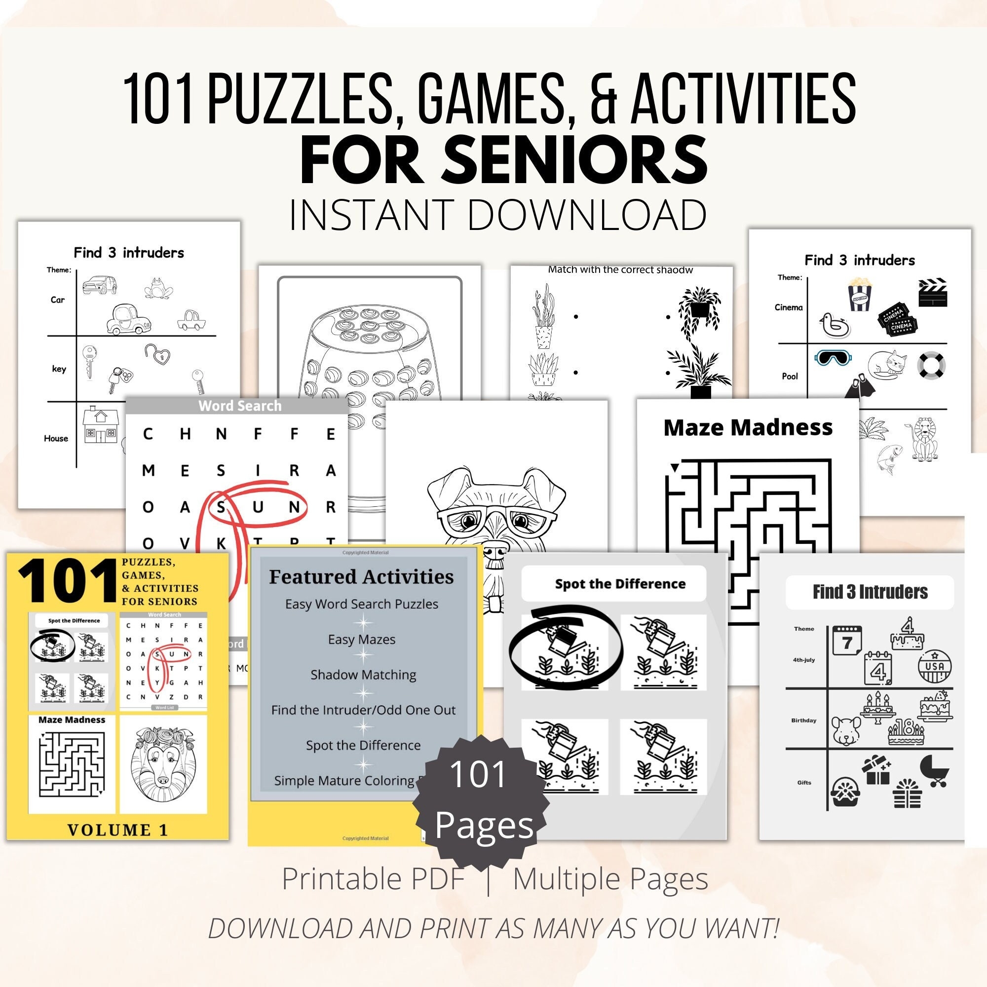 free printable activities for elderly