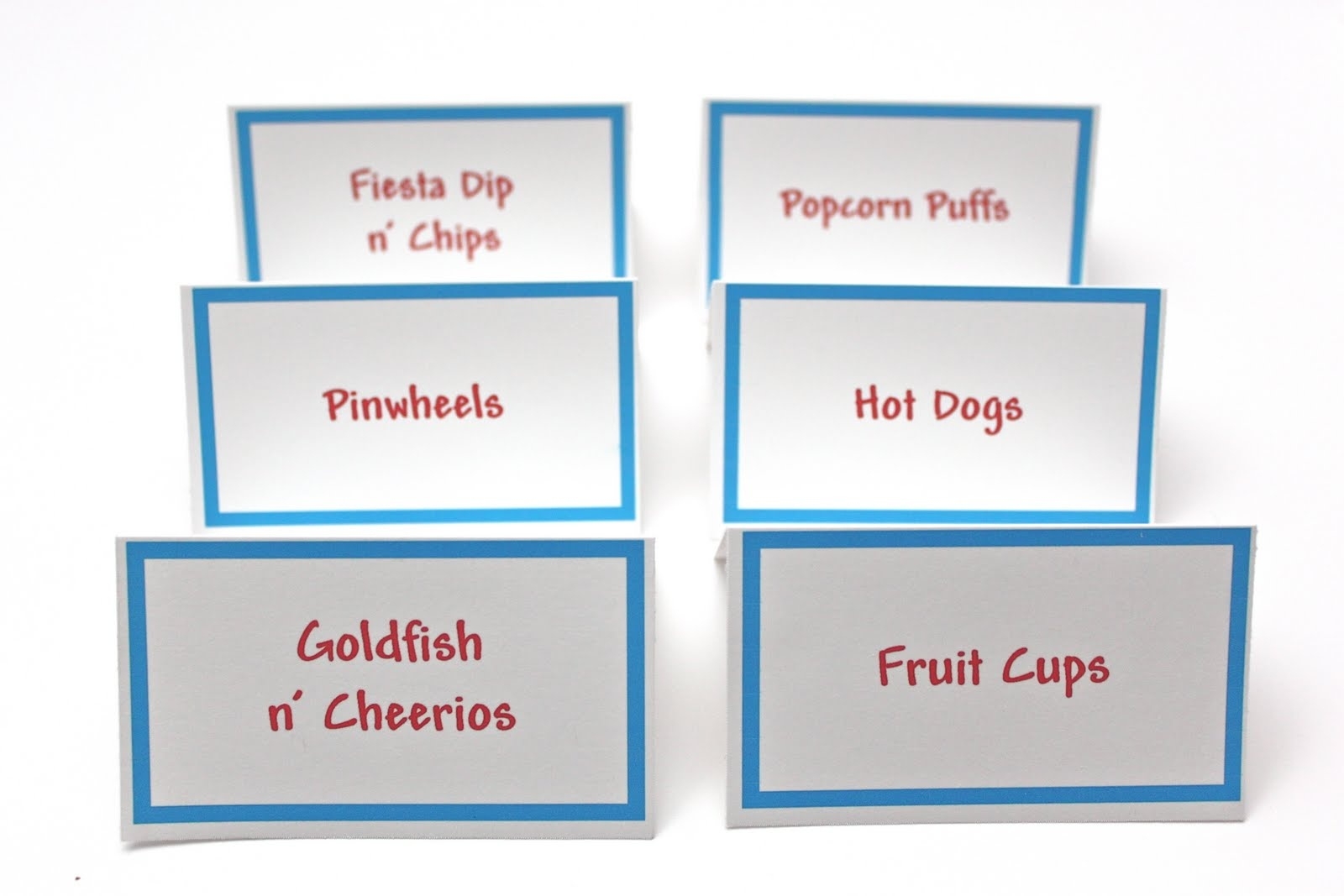 food tent cards template free printable