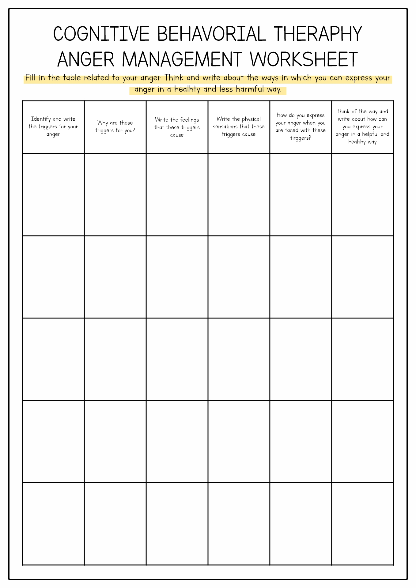 20 Anger Worksheets For Adults Free PDF At Worksheeto