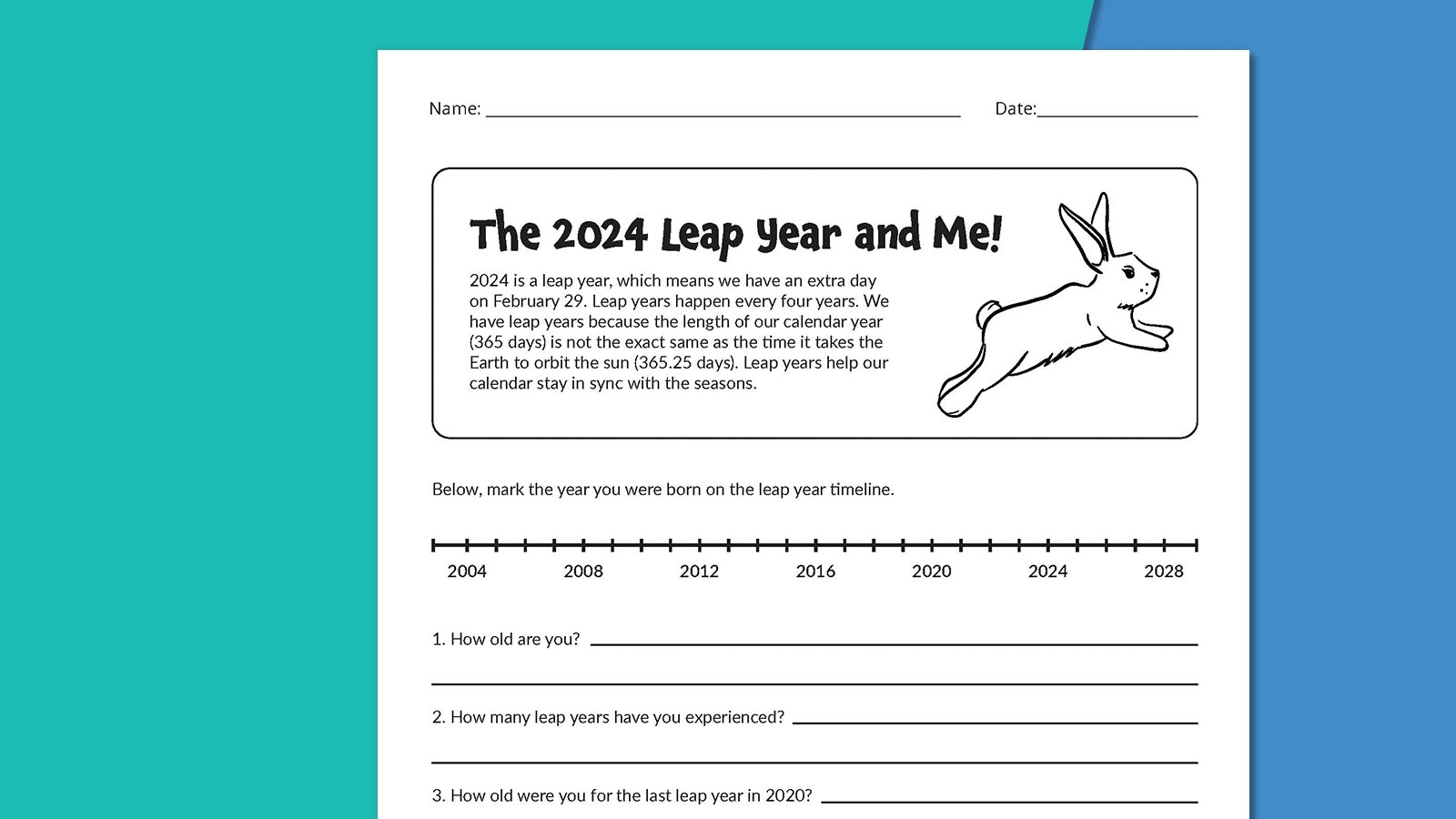 2024 Leap Year Worksheets Free Download We Are Teachers