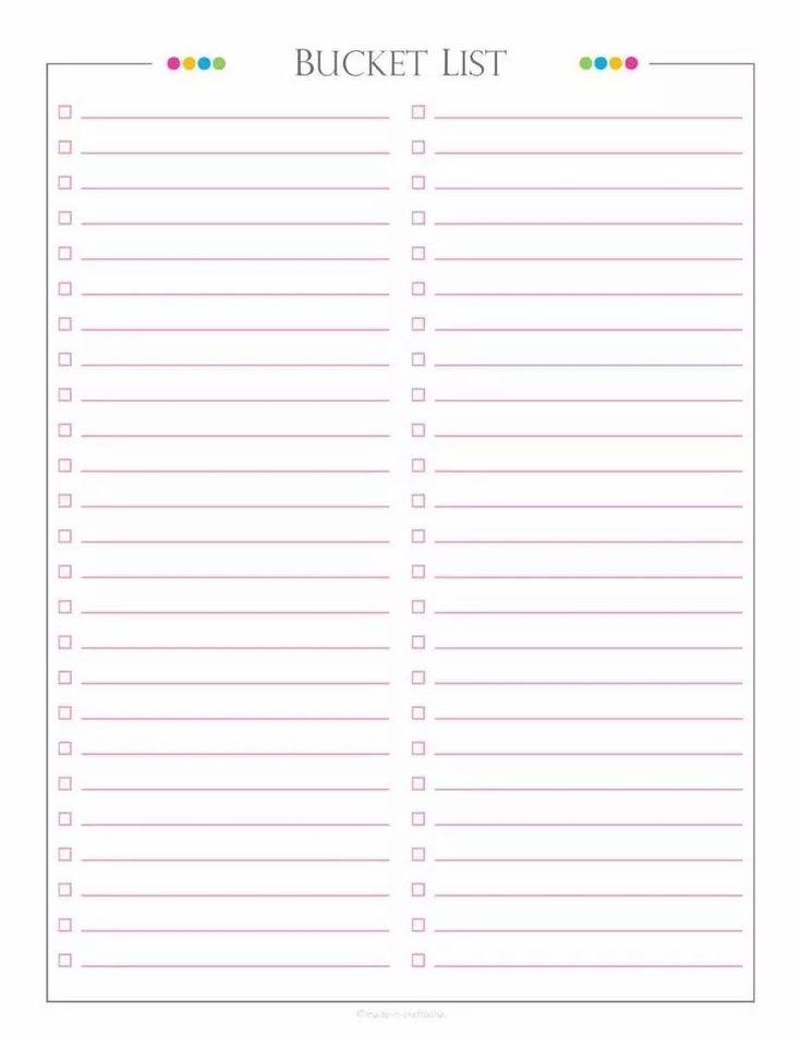 23 Printable Bucket List Templates For Your Dream Goals Printable 