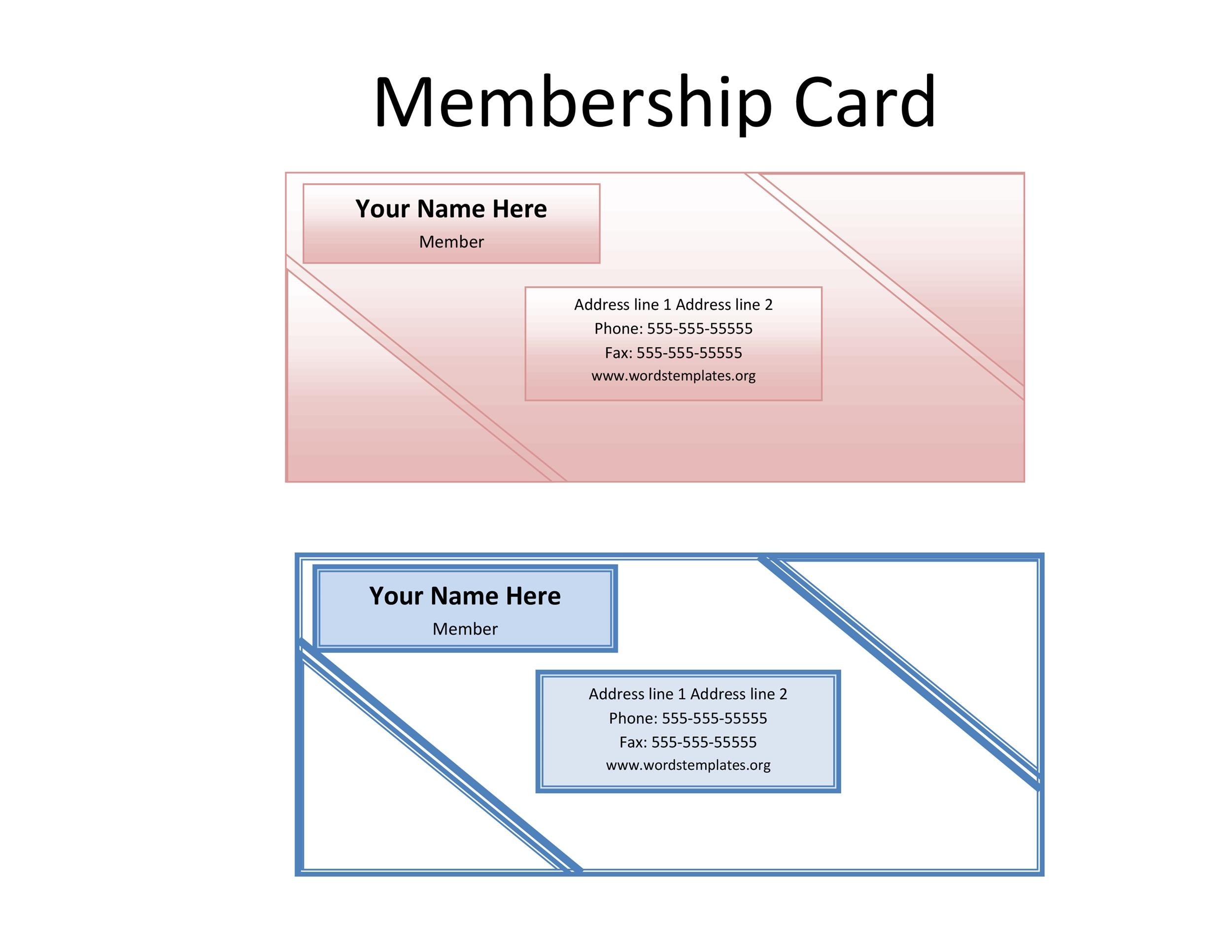 free printable membership card template