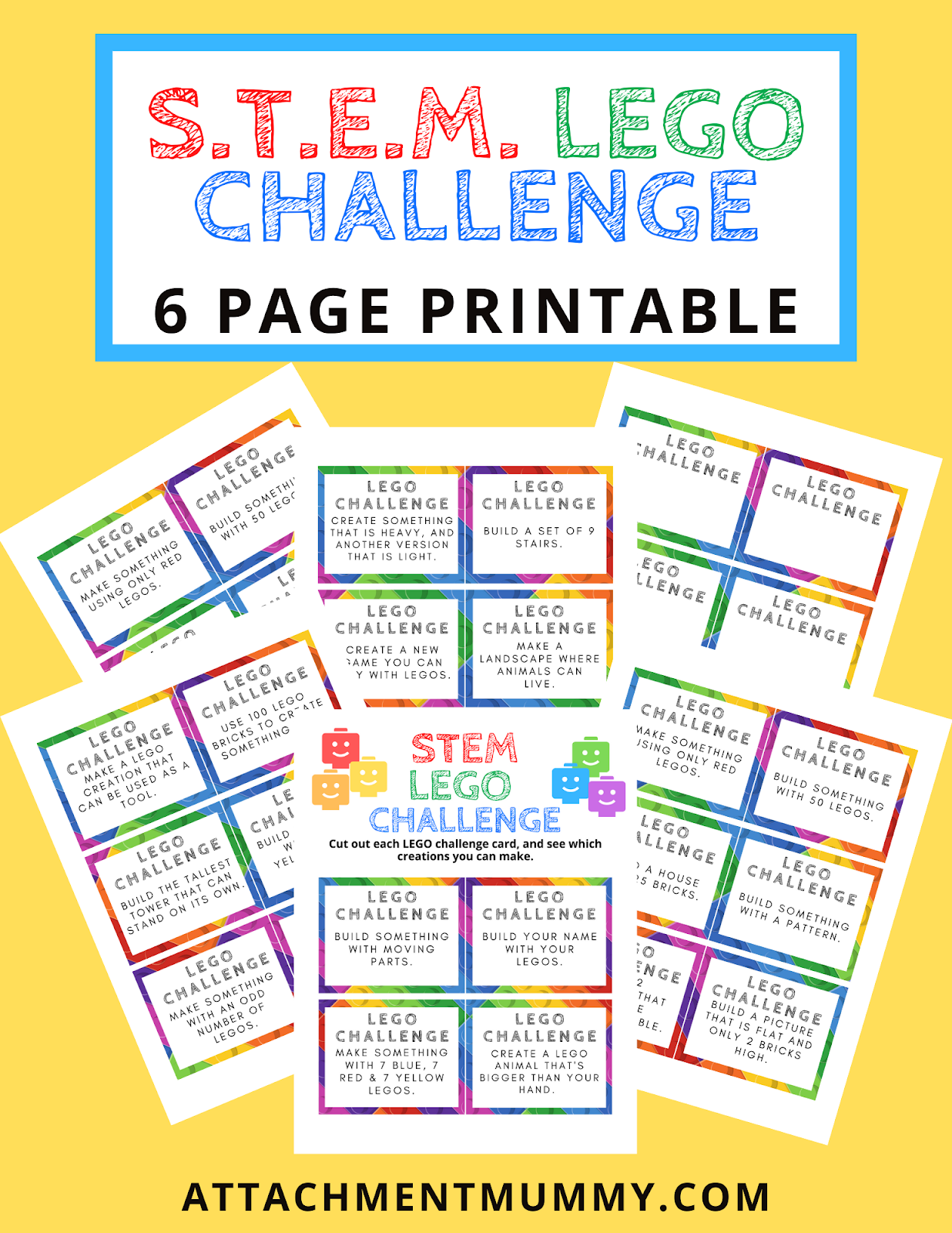 28 Day STEM LEGO Building Challenge with Printable Cards 