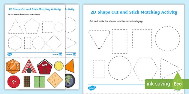 2D Shapes Cut And Stick Activity Teaching Resource