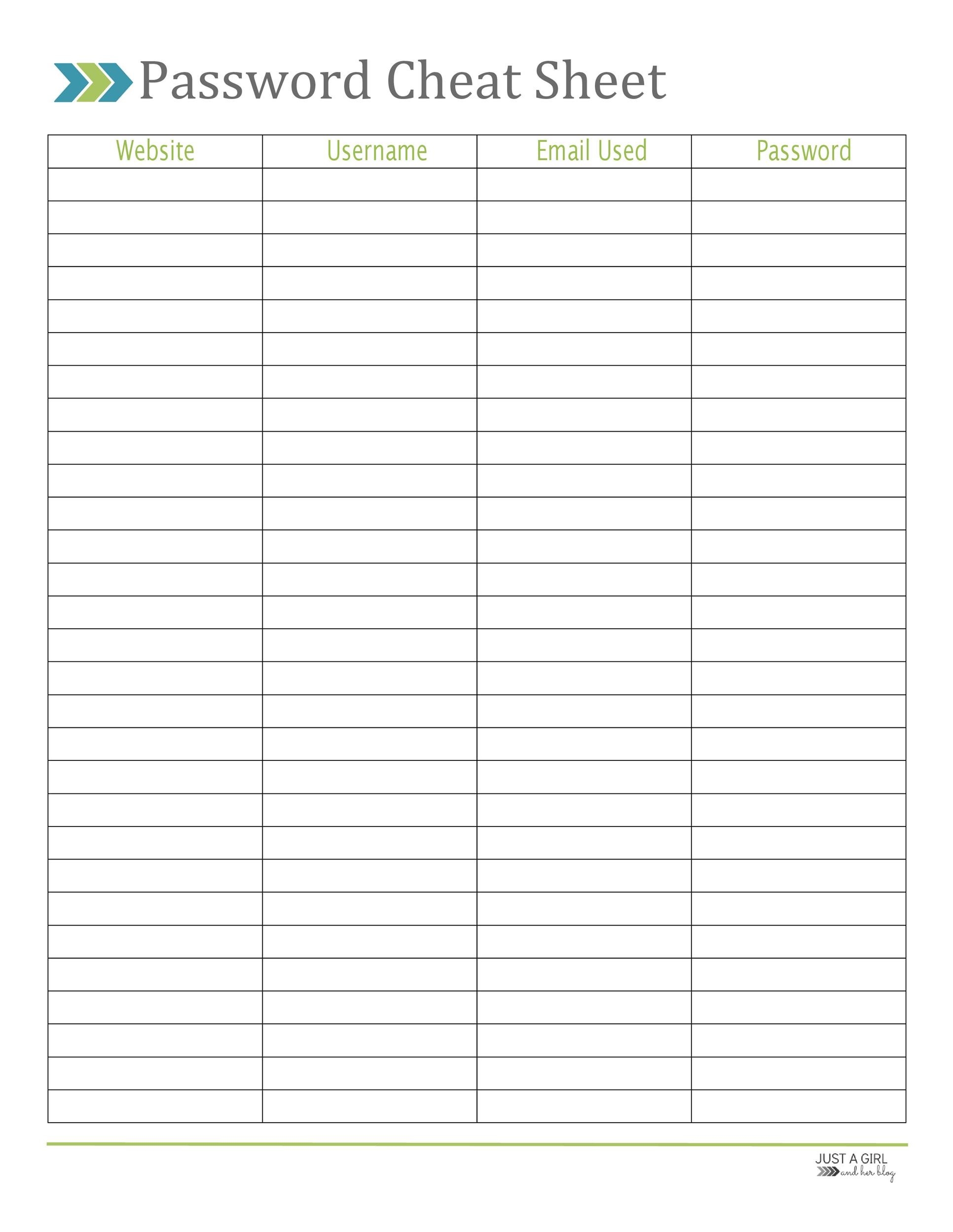 33 Best Password List Templates Word Excel PDF TemplateLab