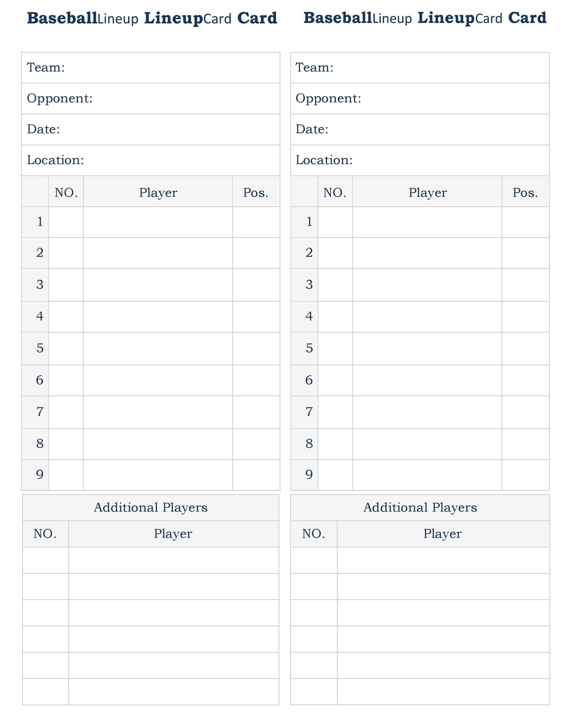 33 Printable Baseball Lineup Templates Free Download TemplateLab
